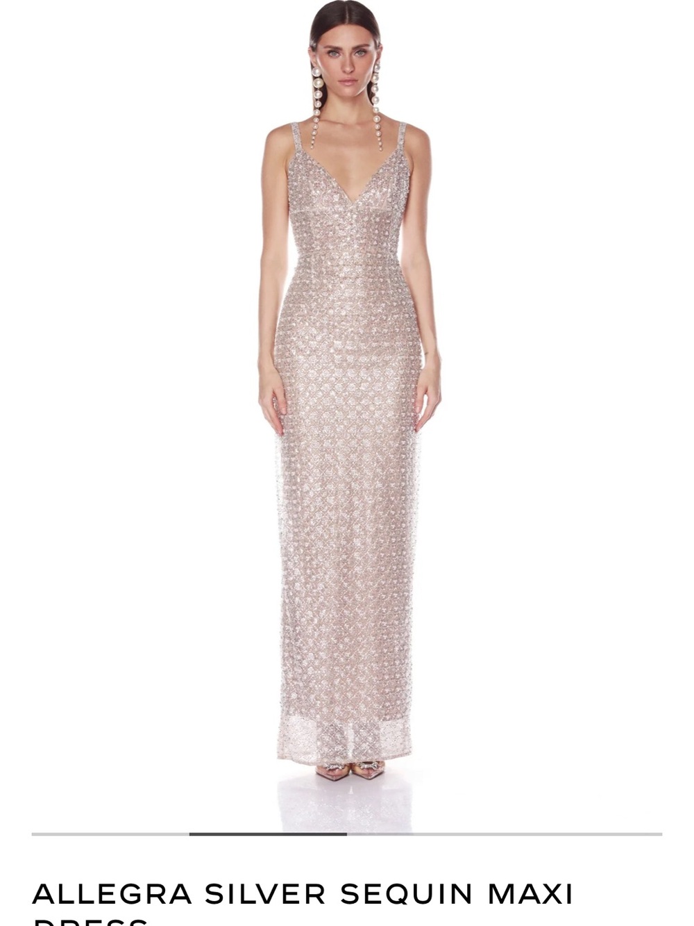 Bronx and Banco Silver Sequin Maxi Dress